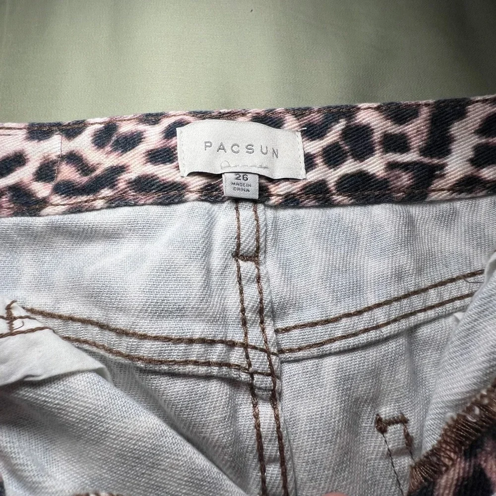 PacSun Leopard Print Denim Mini Skirt Brown Tan Animal Print‎ Size 26 NWT